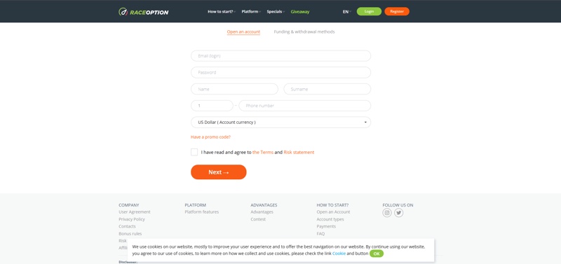 RaceOption registration